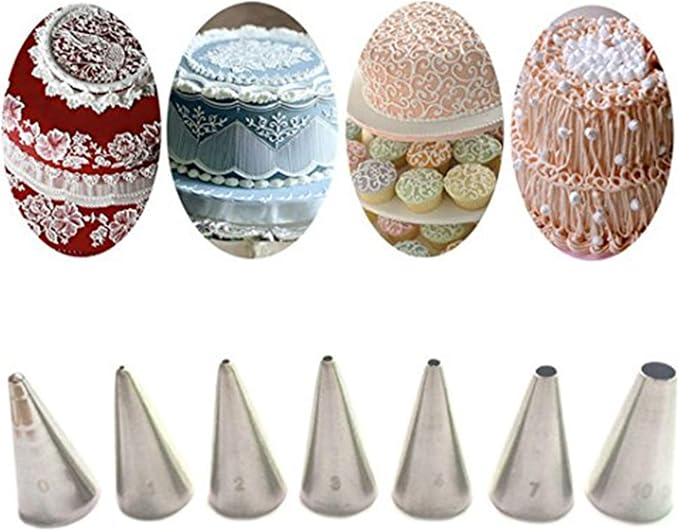FantasyDay Cake Decorating Set, 7 Pieces Stainless Steel Icing Piping Nozzles Tips Kit - Christmas Holiday Birthday Anniversary Wedding Cupcakes Cakes Cookies Dessert Candy Pastry DIY Making Tools #6