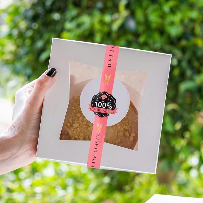 100 PCS Bakery Stickers, Cookie Stickers, 11x0.8in Tamper Evident Self-Adhesive Handmade Food Retail Package Seal for Craft Art and Other Decorative