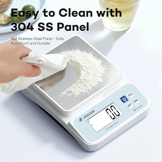 Digital Kitchen Scale 11lb/5kgx0.1g Waterproof Food Scales for Kitchen Rechargeable Food Weighing Scale with LCD Display, Large Food Scale Grams and Ounces for Baking, Cooking, Weight Loss, Meal Prep