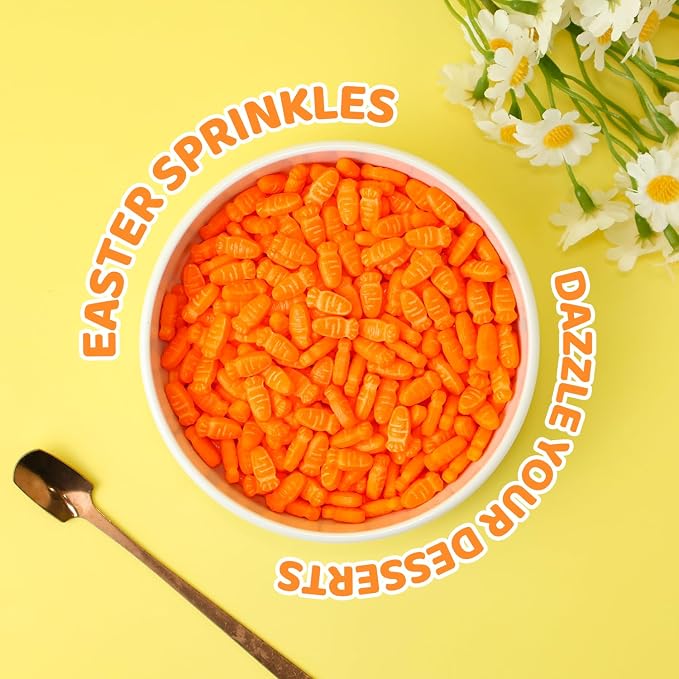 Carrot Sprinkles for Cake Decorations, 3.52oz Edible Carrot Cake Decorations, Easter Sprinkles for Cupcakes Topper Baking Cookies Spring Party Supplies Birthday Celebrations