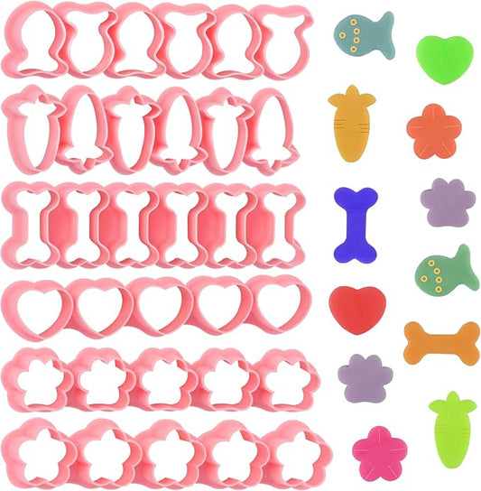 HUAKENER Mini Cookie Cutters - Goldfish, Dog Bone, Paw, Heart, Flower, Carrot, Cute Cookie Cutter Set for Mini Cookies, Pet Snacks, Fondant, BPA Free (Set of 6)