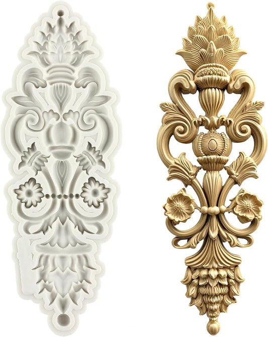 Baroque Style Curlicues Scroll Lace Silicone Fondant Molds Relief Flower Mold Filigree Mold For Cake Decorating Cupcake Topper Candy Chocolate Gum Paste Polymer Clay