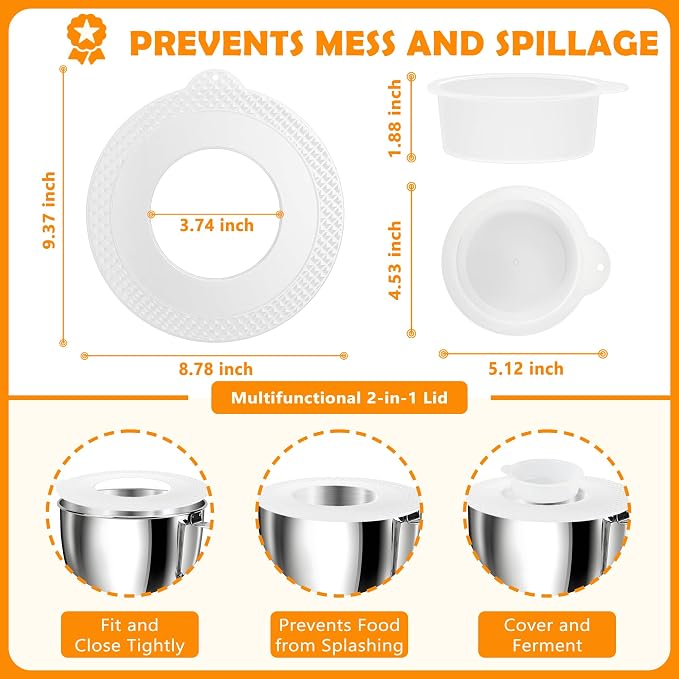 5 QT Mixer Bowl with Lid for KitchenAid Tilt-Head Stand Mixers, Food-Grade Stainless Steel Mixing Bowl Replacement with Anti-slip Handle and Splash-proof Cover, Dishwasher Safe, Artisan&Classic Series