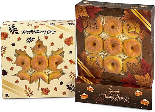 qiqee Thanksgiving Cookie Boxes with Window Fall Treat Box 30packs 9x9x2.5 Inch Bakery Box Pastry Box for Thanksgiving Day