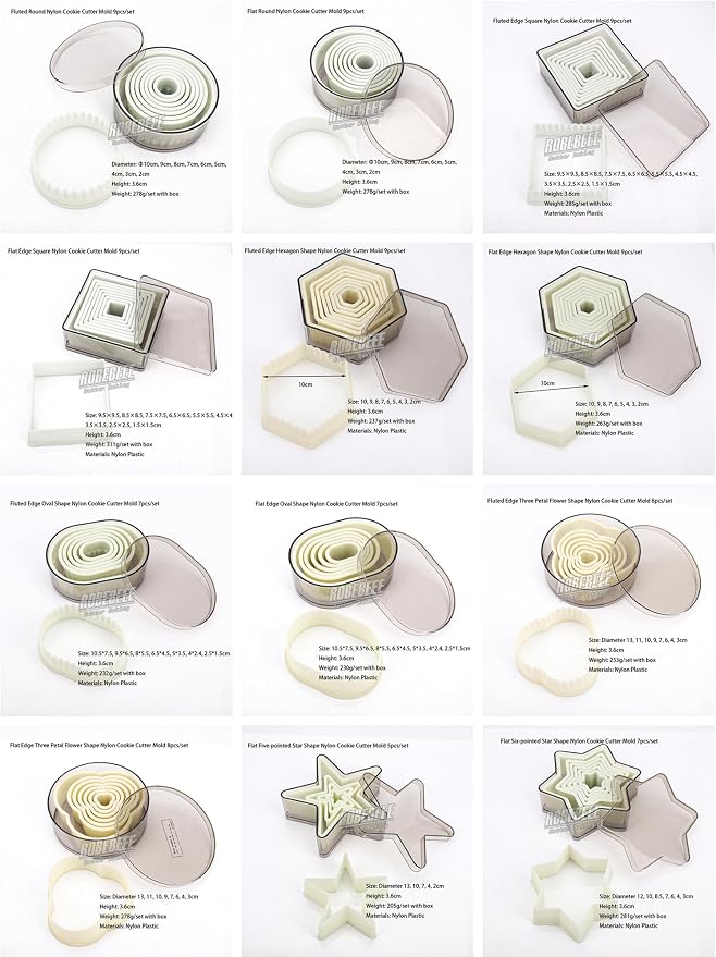 Multi-Shape Nylon Cookie Molds Round Square Star Plastic Geometry Biscuit Cutter Dough Mousse Bread Slicer DIY Bakery Utensils (Six Pointed Star)