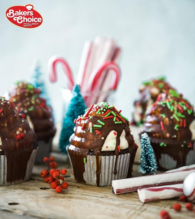 Baker's Choice Christmas Sprinkles For Baking - Sprinkles - Christmas Jimmies Sprinkles for Cookie Decorating - Dairy Free, Kosher 2.8 oz., Red & Green