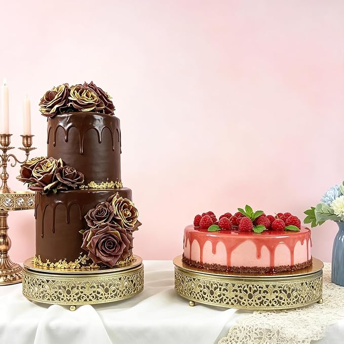 Cake Stand Set of 3 Metal Cupcake Stands Dessert Display Plate for Wedding Party Birthday (Metal, Gold)