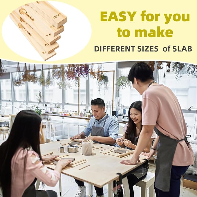 Pottery Rolling pin Guides, Clay Tools, 5-Size Mud Stick Guide for Precise Clay Thickness, Premium Pottery Tools for Hobbyists & Ceramic Artists (13.4inch)