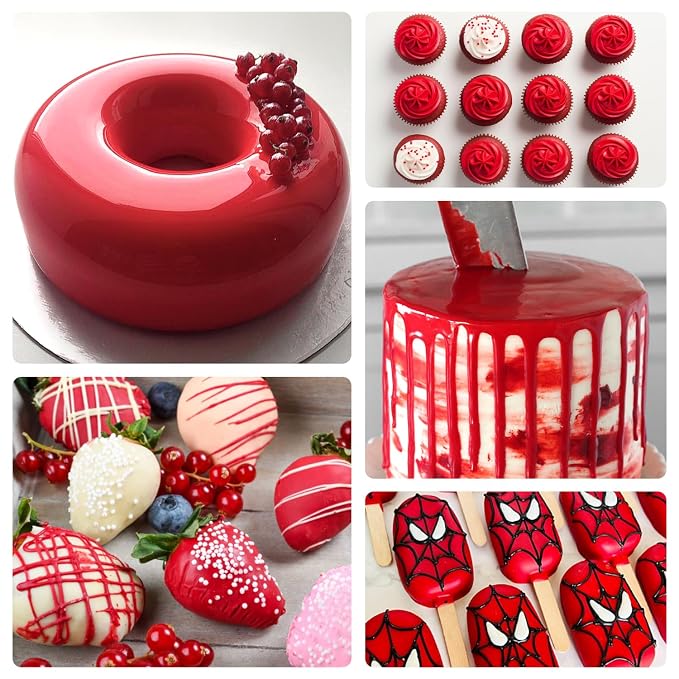 Super Red Oil Based Food Coloring for Chocolate, Candy Melts, Donuts, Strawberries, Frosting, Cake, Professional Edible Dye for Baking - 80 Milliliters 2.7 Fl.Oz