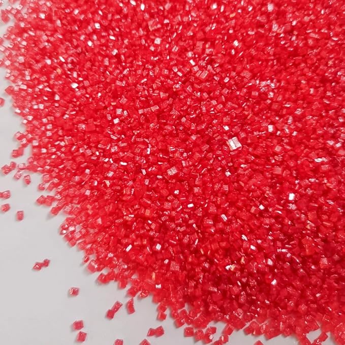 HeDeon&Rles Edible Red Sanding Sugar Crystals for Baking 120g/4.23oz Sparkling Sugar Crystals Cake Cupcake Pancake Ice Cream Top Birthday Wedding Easter Valentines Halloween ChristmasCake Decoration