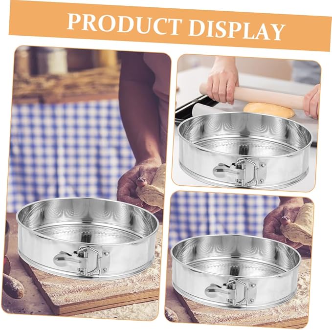 INOOMP Stainless Steel Springform Cake Pan 9-inch Removable Bottom Leakproof Lock for Cheesecake Baking Kitchen Bakeware with Reliable Spring Clip