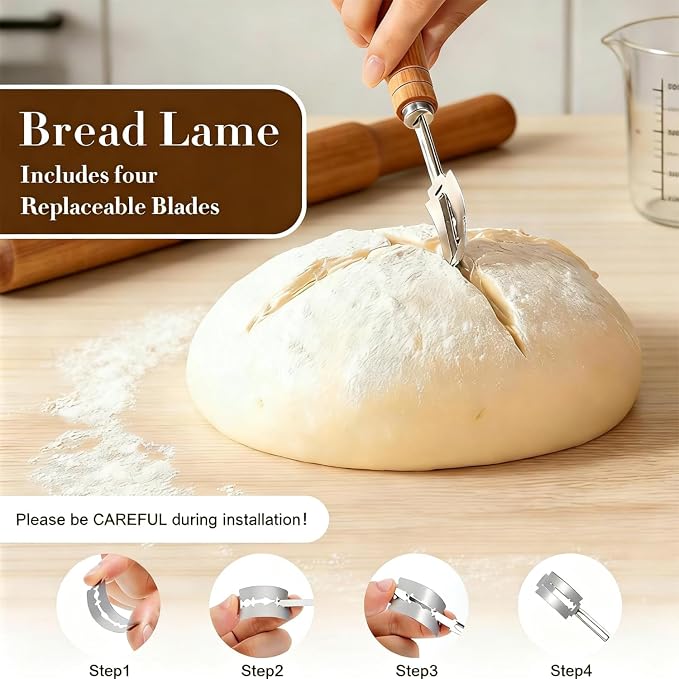 Sourdough Bread Baking Supplies Kit, Banneton Bread Proofing Basket 9" Round, Starter Jar,Complete Sourdough Tools Ideal Gifts for Mom Wife Women Bakers