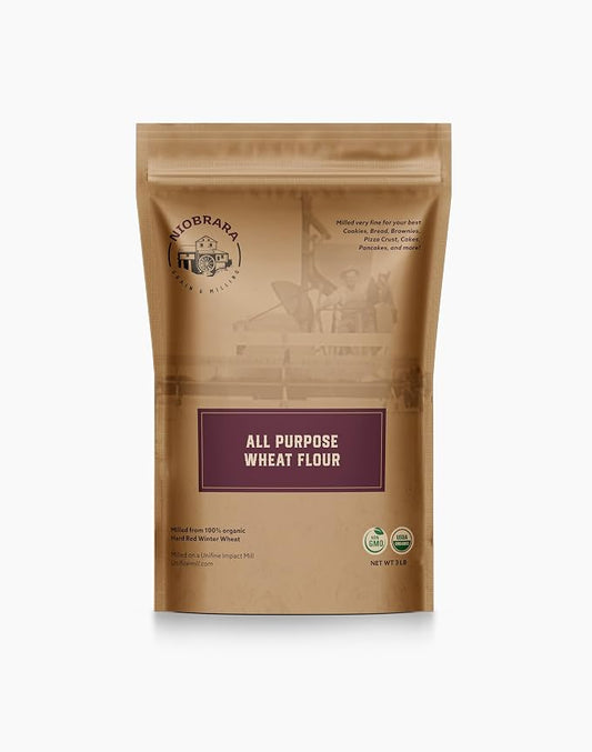 Niobrara 5lb Grain and Milling Organic All-Purpose Flour – USDA Certified Organic, Non-GMO Verified, High-Protein Milled Flour for Baking, Cooking, and Homemade Bread.