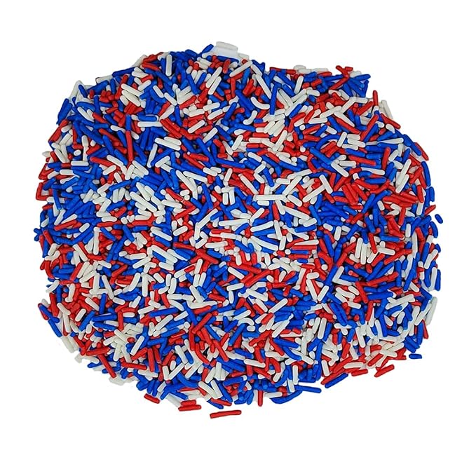 Homankit Patriotic Sprinkles Fourth of July Sprinkles Red White and Blue Jimmies Sprinkles Edible Sprinkle Candy Soft Jimmies Toppings for Ice Cream, Cupcake, Cake, Cookie, Dessert Decorating 2.75 Ounces