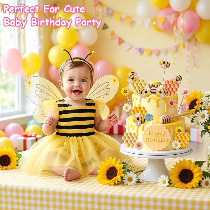 MEMOVAN Bumble Bee Silicone Mold 4Pcs Honeycomb Fondant Mold Sunflower and Bee Candy Molds Bee Hive Chocolate Molds for Cupcake Cake Decoration Dessert Chocolate Gum Paste Polymer Clay