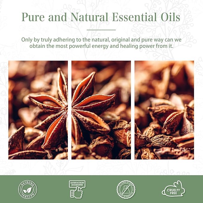 Anise Star 1.01fl.oz Essential Oil, PHATOIL Pure Aromatherapy Oils for Diffuser, Humidifier, Perfect for DIY Soap, Candle, Bath Bombs Making(30ml)
