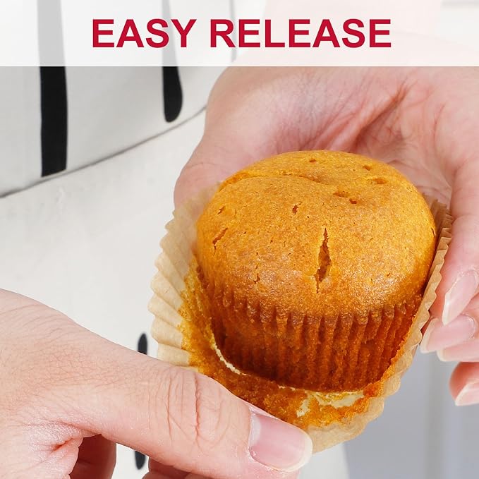 Caperci 300pcs Mini Cupcake Liners for Baking - Greaseproof Paper Muffin Baking Cups for Wedding Birthday Party Baby Shower Festivals (Natural)