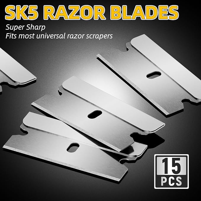 DIYSELF 1 Pack Razor Blade Scraper with 15 Extra Blades, Scraper Tool for Cleaning Window, Paint, Cooktop, Oven, Glass Stove Top Scraper, Razor Scraper with Buit-In Blade Storage (Green)