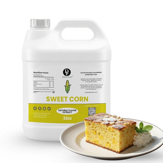 Dolce Flav Natural Sweet Corn Extract – 8 Ounce Water-Soluble Kosher, Sugar-Free, Concentrated Savory-Sweet Flavor for Baking, Cornbread & Ice Cream, Includes Measured Dropper