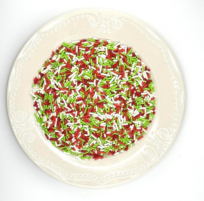 Red Green White Edible Sprinkles for Holiday Christmas Cake Decorating, Cupcakes, Cookies, Ice Cream and Donut Toppings Edible Decorating Baking Supplies - 4 oz package