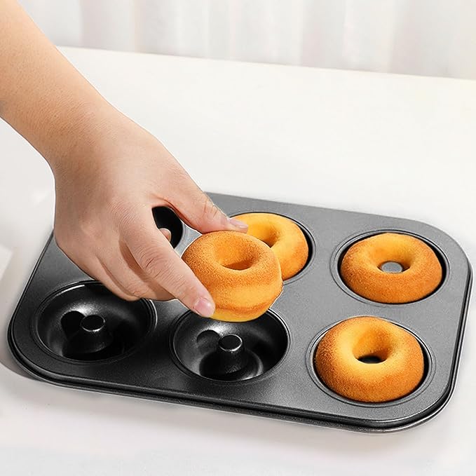 Shudyear 2 Pc Donut Pan Doughnut Baking Pan Nonstick Carbon Steel Baking Mold for Homemade Donuts Dessert Baking Oven Tray