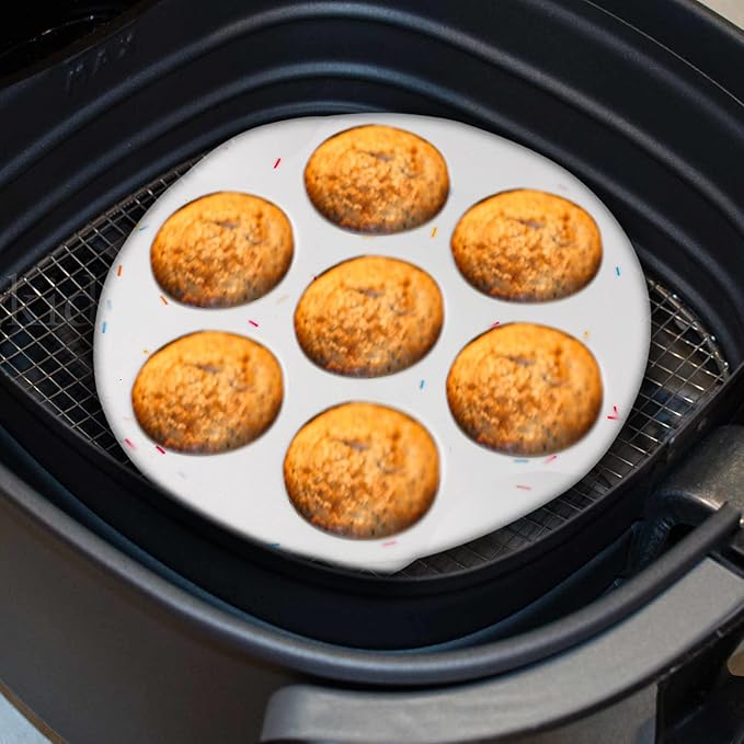 SHEbaking Egg Bites Silicone Mold 7 Cups Egg Bite Mold Non-Stick Air Fryer Egg Mold Muffin Pan for Baking Egg Bite Maker for Mini Muffins, Tart, Mini Cupcake BPA Free