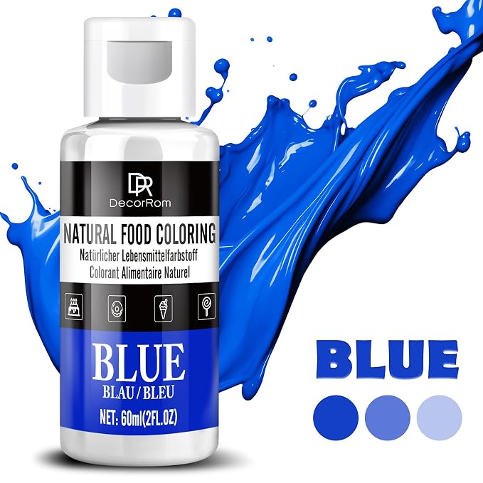 Natural Blue Food Coloring - Dye Free Natural Food Dye, FD&C Artificial Dye Free Liquid Food Coloring for Baking, Cake Decorating, Frosting, Icing, Easter Eggs, Fondant, Cookies & More, 2 fl. oz
