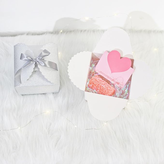 WEWILUCK Silver Glitter Gift Boxes, 10 PCS Small Gift Box with Lids Bulk for Wedding, Party, Birthday, Valentine's Day and More, 4.75” x 4.75” x 3.53” Fancy Present Box for Gift Giving