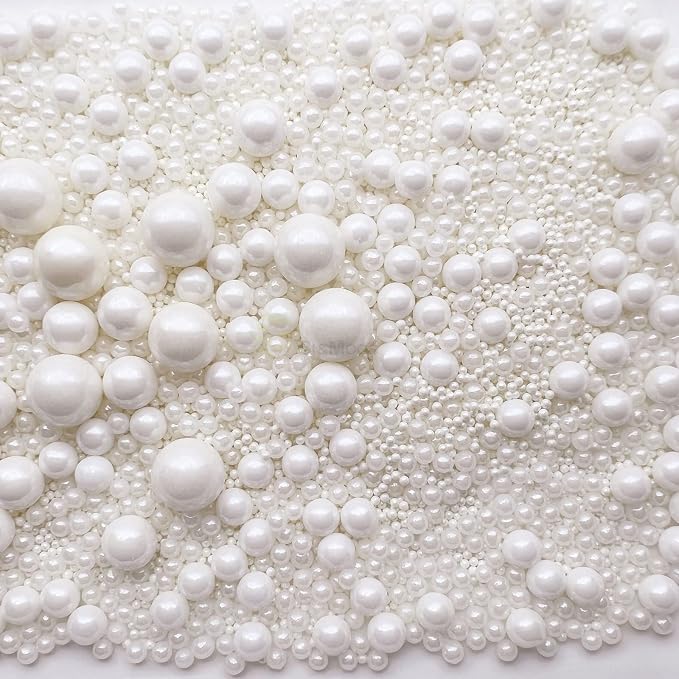 White Edible Pearl Sprinkles for Cake Decorating 5.1 OZ White Edible Pearls Edible Cupcake Decorations Halloween Christmas Cookie Decorations Edible Sugar Pearls for Cakes,Cupcakes Toppers Baby Shower Wedding Supplies with Tweezers