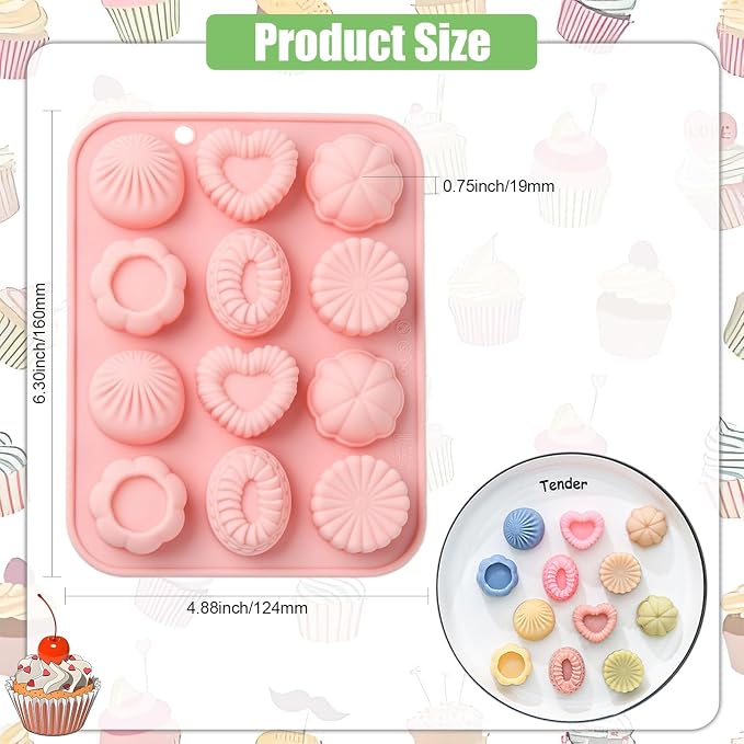 Ipotkitt 2pcs Pink Heart Flower Chocolate Silicone Molds Oval Gummy Molds for Jelly Fondant Chocolate Candy Mousse Ice Cake DIY Crafts Keto Fat Bomb