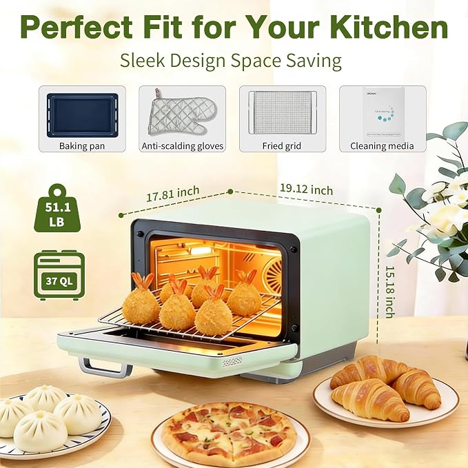 ROBAM Toaster Air Fryer Oven Combo, Countertop Convection Cooker with Bake & Fry, 1.2 Cu.Ft Large Capacity Combi Steam Oven, 32 Preset Recipes, Smart Touch Precise Temp Control, Multi-Stage CT767