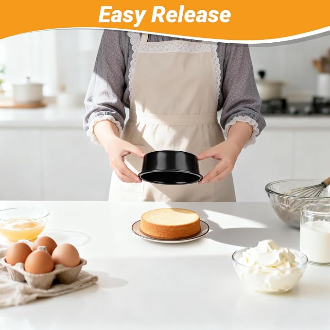 Beasea 6 Inch Cake Pan Set of 3, Heavy Duty Carbon Steel Cheesecake Pan, Nonstick Round Layer Cake Mold Tin for Home Baking Bakeware Oven