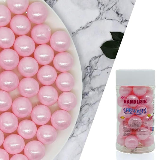 14mm Edible Pink Pearl Sugar Sprinkles Candy Mini Pearls Cake Decorations Cupcake Toppers Cookie Decorating Perfect for Wedding Party Valentine Halloween Christmas Supplies 3OZ