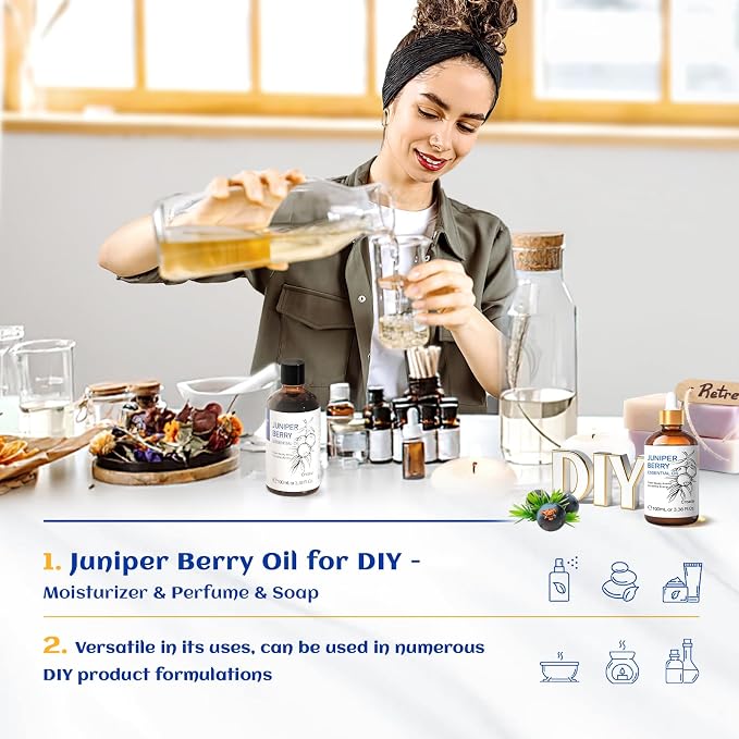 HIQILI 100ML Juniper Berry Essential Oil, Premium - 3.38 Fl Oz