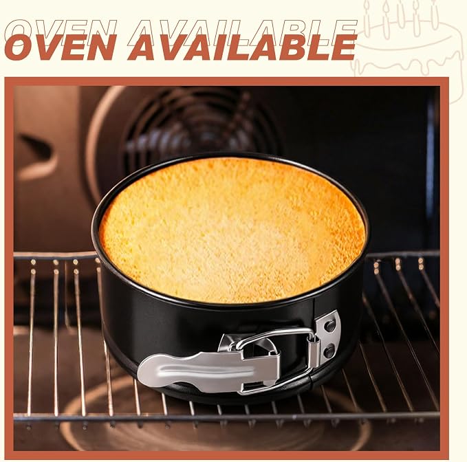 Funnymoom 4 Pcs 4 Inch Non Stick Springform Pan with Removable Bottom Carbon Steel Round Springform Cheesecake Pan with Stainless Steel Spring Buckles for Baking Kitchens Restaurant(Black)