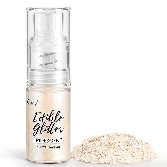 Iridescent Edible Glitter Spray, 5g Edible Glitter for Cocktails, Cobakey Luster Dust Edible for Cake Decorating, Drinks, Baking, Chocolate, Strawberrie