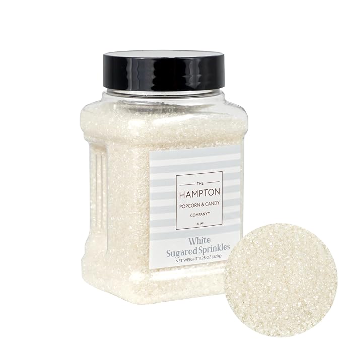 Sanding Sugar White Sprinkles 11.28 oz, White Sugar Sprinkles, Sanding Sugar For Cookie Decorating, Sanding Sugar For Baking, The Hampton Candy Company