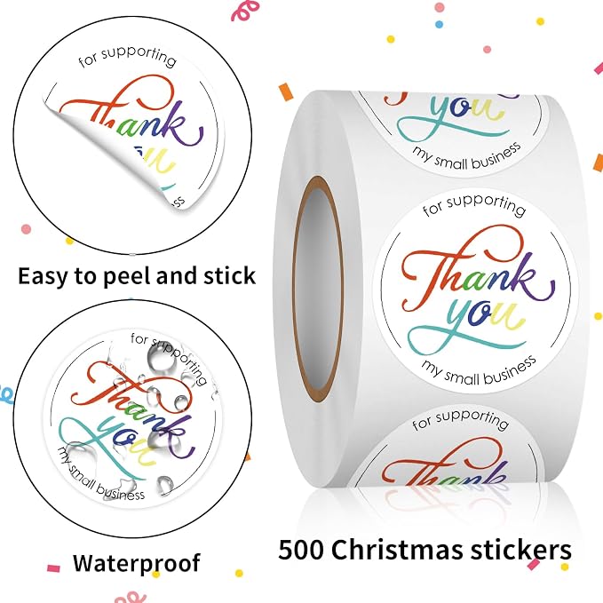 Heyfibro 500 PCS 1.5 Inch Thank You for Supporting My Small Business Stickers for Packing, Parties, Bags, Boxes(Text 3)