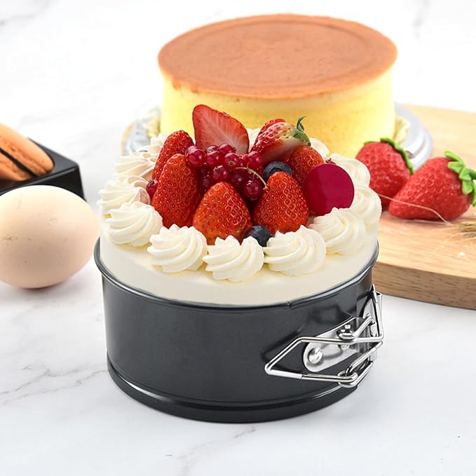 4 Inch Springform Cake Pan Set of 4, Non-Stick Round Mini Cake Tins with Removable Bottom for Cheesecakes, Pie, Quiche and Baking