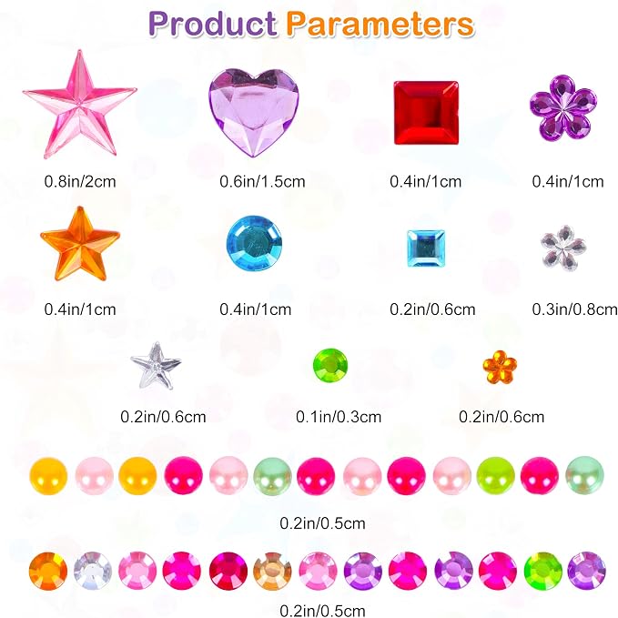 880pcs Gem Stickers Rhinestones for Crafts - Self Adhesive Jewels Stickers, Acrylic Gems DIY Craft Decorative Diamond Small Stickers for Kids