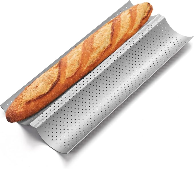 Yupjlia Baguette Bread Pan, Premium Nonstick Perforated French Bread Baking Pan, 2 Loaves Baguette Tray for Sourdough, Italian Bread Baking, Perfect for Creating Crisp Golden-Brown Crust