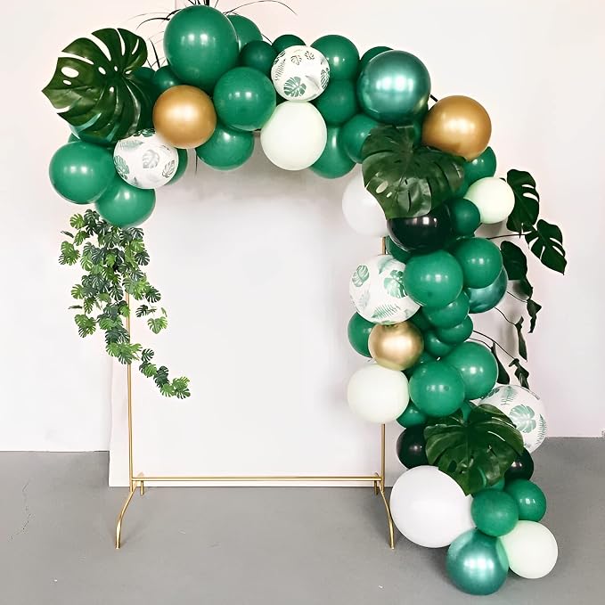 Voircoloria 105pcs Dark Green Balloons 12inch Hunter Green Balloons for Birthday Dinosaur Baby Shower St. Patrick's Day Summer Jungle Forest Safari Party Decorations