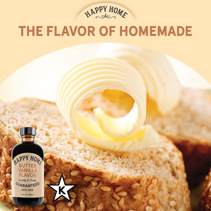 Happy Home Premium Natural Butter Vanilla Flavor - Certified Kosher, 4 oz.