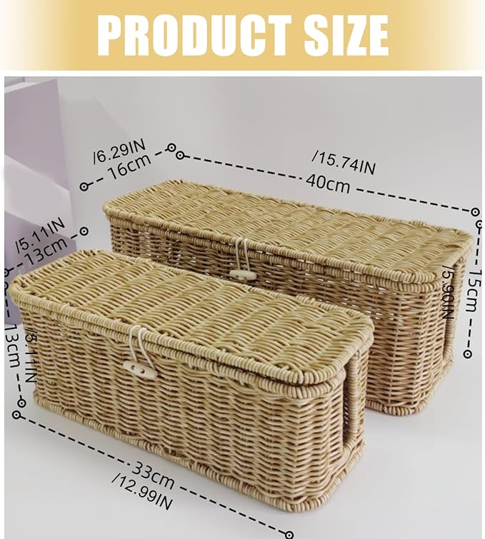 ordinarYone Woven Storage Basket with Realistic Look Rattan for Kitchen Organization and Home Decor