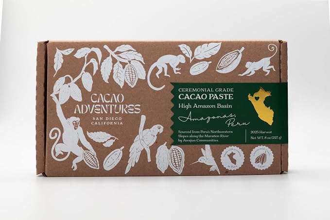Cacao Adventures Ceremonial Cacao Block, High-Amazon Basin, 8 oz