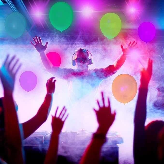 300 Pcs UV Neon Balloons, Neon Glow Party Balloons UV Black Light Balloon Glow in the Dark for Birthday Decorations Wedding Glow Party Supplies Blacklight Reactive Fluorescent Balloons