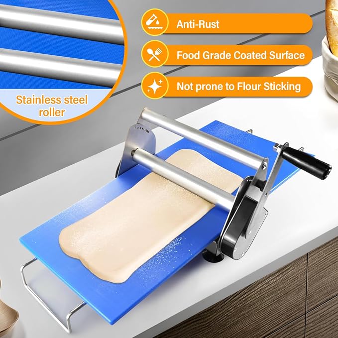 Dough Sheeter Manual Dough Sheeter Machine Stainless Steel for Croissant Pizza Pastry Cookie