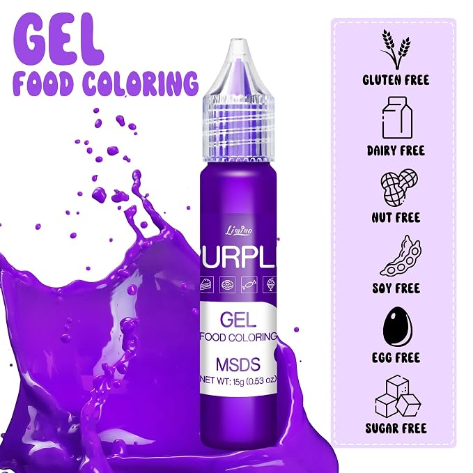 Gel Food Coloring - Rainbow Edible Gel Food Color Dye for Baking, Cake Decorating, Royal Icing, Cookie, Fondant, Macaron - 7 x 15g Food Grade Concentrated Food Coloring for Drinks, DIY Crafts
