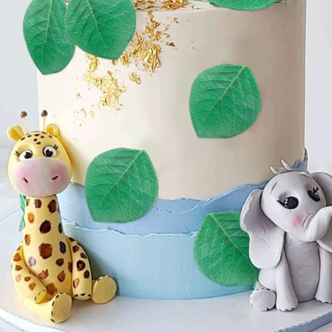92pcs Edible Leaves Edible Green Cake Cupcake Toppers Edible Wafer Paper Leaf Cake Decoration for Hawaii Aloha Summer Theme Wedding Birthday Baby Shower Party