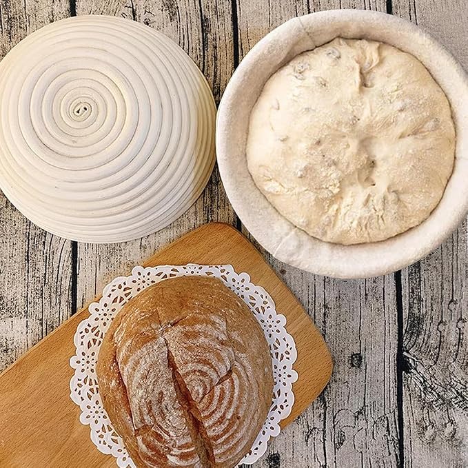 KONGDY 6 Pieces 10 Inch Round Banneton Bread Proofing Basket Cloth Liner, Natural Weave Dough Sourdough Baking Dough Basket Cloth Liner (Basket Not Included) (Round)